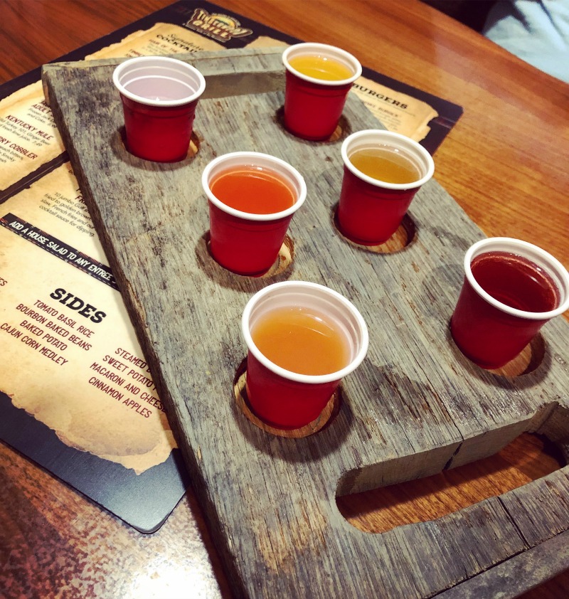 You’d better believe that the Ole Smoky Moonshine Sampler is a popular at the Timberwood Grill.
